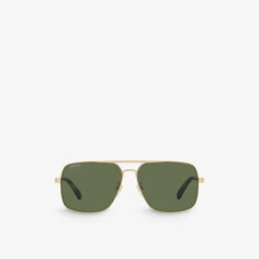 GC002048 GG1289S солнцезащитные очки в металлической прямоугольной оправе Gucci, желтый