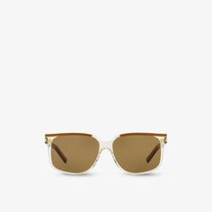 Солнцезащитные очки SL599 в квадратной оправе из ацетата ацетата Saint Laurent, коричневый
