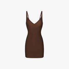 Приталенное мини-платье Foundations из эластичной ткани Skims, цвет cocoa