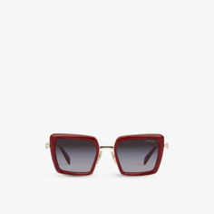 PR 55ZS солнцезащитные очки в стальной оправе с мраморным эффектом Prada, красный