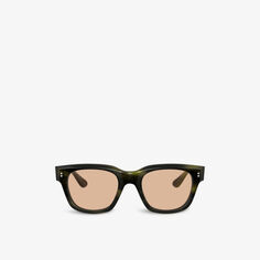 OV5433U солнцезащитные очки Shiller в квадратной оправе из ацетата в полоску Oliver Peoples, зеленый