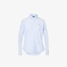 Хлопковая рубашка классического кроя с фирменной вышивкой Polo Ralph Lauren, белый