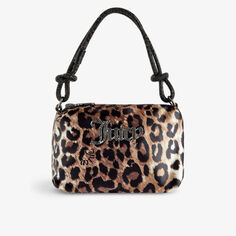 Фирменная шелковая сумка с верхней ручкой, украшенная кристаллами Juicy Couture, цвет natural leopard493