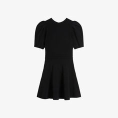 Бархатное мини-платье из эластичной ткани с пышными рукавами Ted Baker, черный