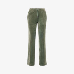 Велюровые спортивные брюки прямого кроя со средней посадкой, украшенные стразами Juicy Couture, цвет thyme482