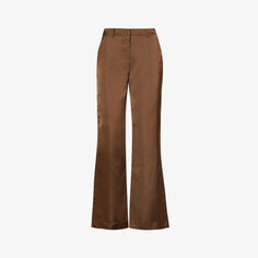 Атласные брюки расклешенного кроя со средней посадкой Frankie Shop, коричневый