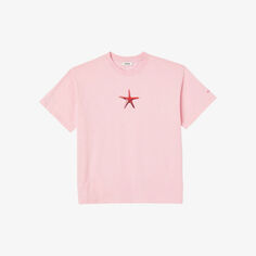 Хлопковая футболка свободного кроя с принтом «Морские звезды» Sandro, цвет roses