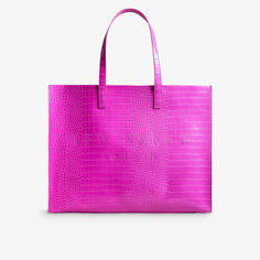 Кожаная сумка-тоут Icon с крокодиловой отделкой Ted Baker, розовый