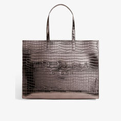 Кожаная сумка-тоут Icon с крокодиловой отделкой Ted Baker, бронзовый