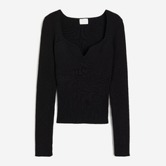 Топ H&amp;M Rib-knit Sweetheart-neckline, черный H&M