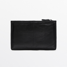 Клатч Massimo Dutti Nappa Leather With Knot Detail, черный