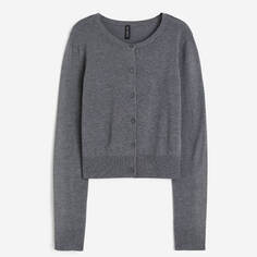 Кардиган H&amp;M Fine-knit, темно-серый меланжевый H&M