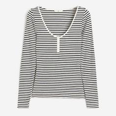 Лонгслив H&amp;M Henley, белый/черный H&M