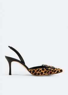 Туфли Manolo Blahnik Mayslibi Slingback, животный принт