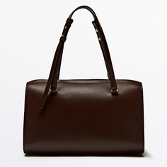 Сумка Massimo Dutti Plain Leather Bowling, коричневый