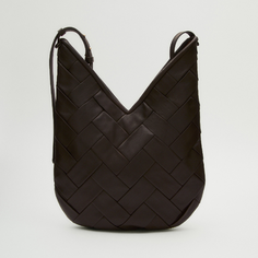 Сумка Massimo Dutti Woven Nappa Leather V-shaped Crossbody, коричневый
