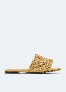 Сандалии Bottega Veneta Lido Flat Raffia, бежевый