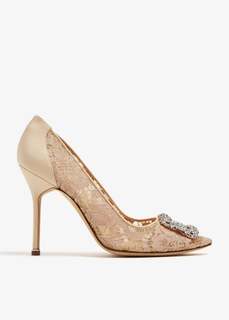 Туфли Manolo Blahnik Hangisi Lace, бежевый