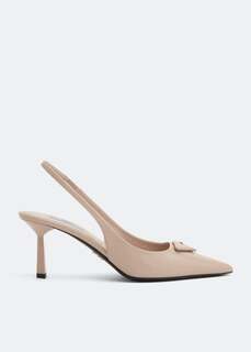 Туфли Prada Brushed Leather Slingback, бежевый