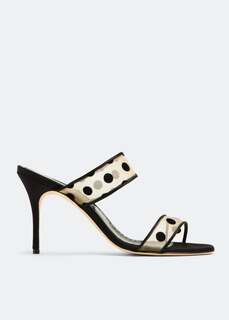 Сандалии Manolo Blahnik Scoltobi Mesh Polka Dot, бежевый