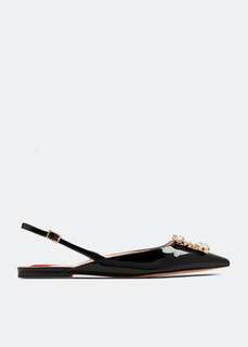 Балетки Roger Vivier Strass Buckle Slingback Ballerinas, черный