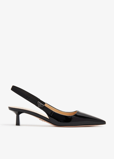 Туфли Prada Patent Leather Slingback, черный