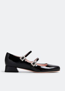 Балетки Roger Vivier Trés Vivier Strass Buckle Ballerinas, черный