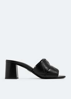 Сандалии Prada Quilted Nappa Leather Heeled, черный