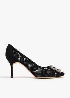 Туфли Manolo Blahnik Hangisi Lace, черный