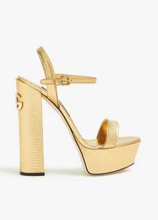 Сандалии Dolce&amp;Gabbana Foiled Calfskin Platform, золотой