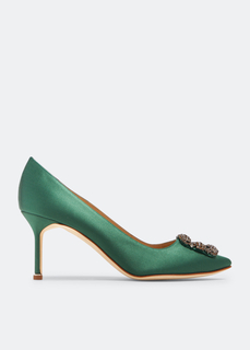 Туфли Manolo Blahnik Hangisi Satin, зеленый