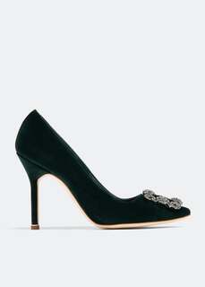 Туфли Manolo Blahnik Hangisi Velvet, зеленый