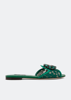 Сандалии Dolce&amp;Gabbana Lace Flat, зеленый