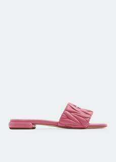 Сандалии Miu Miu Matelassé Leather Slide, розовый