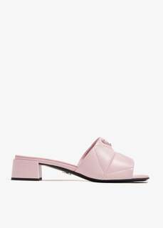 Сандалии Prada Quilted Nappa Leather Slide, розовый