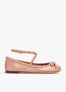 Балетки Valentino Garavani Rockstud Satin Ballerinas, розовый