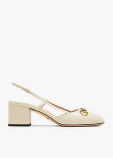 Туфли Gucci Horsebit Sling-Back, белый