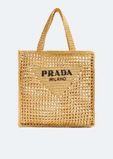 Сумка-тоут Prada Raffia, бежевый