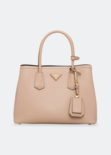 Сумка Prada Double Small Leather, бежевый