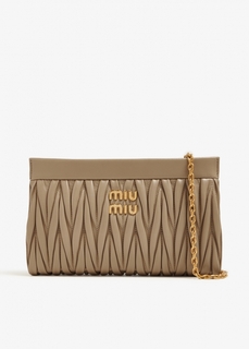 Клатч Miu Miu Matelassé Nappa Leather, бежевый