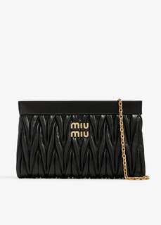 Клатч Miu Miu Matelassé Nappa Leather, черный