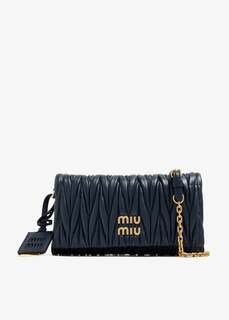 Сумка через плечо Miu Miu Matelassé Leather, синий