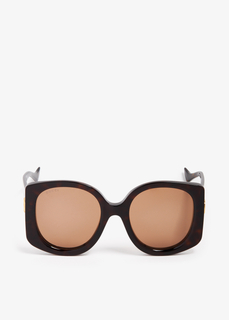 Солнцезащитные очки Gucci Geometric-Frame, коричневый