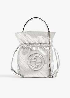 Сумка Gucci Blondie Mini Bucket, серебряный