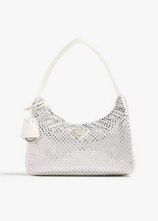 Сумка Prada Re-Edition Crystal-Embellished Mini, белый