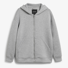 Куртка Monki Hooded Zip Scuba, серый меланж