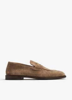 Лоферы Brunello Cucinelli Suede Penny, бежевый