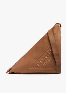 Сумка Prada Triangle Large Leather, коричневый