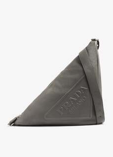 Сумка Prada Triangle Large Leather, серый