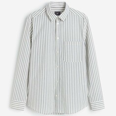 Рубашка H&amp;M Striped Regular Fit, кремовый/серо-зеленый H&M